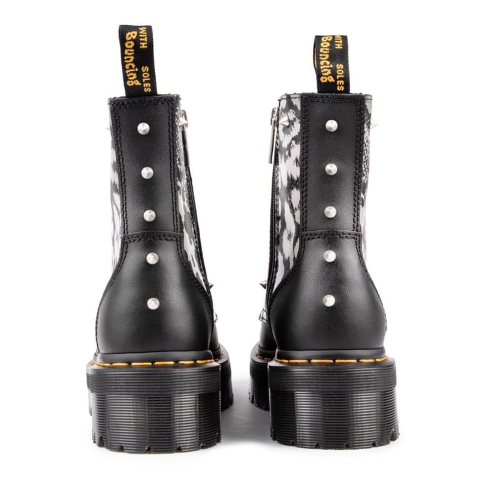Dr. Martens Black and Gray Patterned Moto Boots - Picture 5 of 6